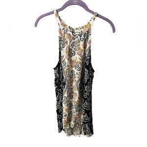 Pale Sky Sleeveless Abstract Floral Blouse